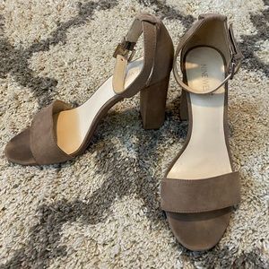 Nine West Nude Suede Angelikao Block Heel